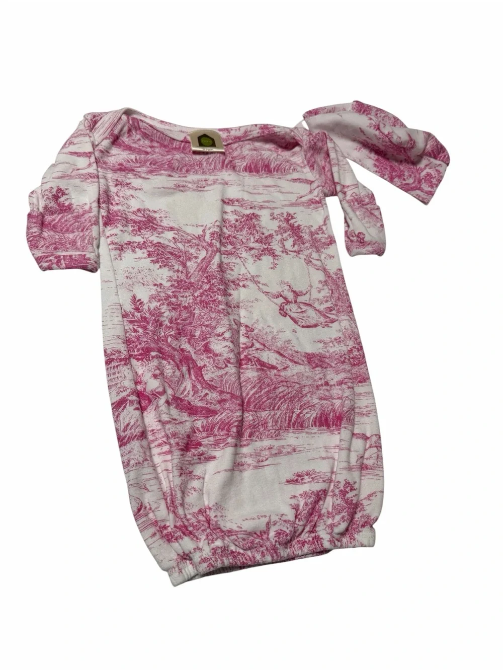 BARN‎ ORGANICS 100% ORGANIC COTTON TOILE BABY OUTFIT AND MATCHING HAT O/S